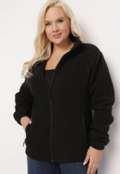 Czarna Bluza na Suwak o Klasycznym Kroju z Kołnierzem i Kieszeniami Lathmini. Czarne bluzy Born2be, xl, bez wzorów, klasyczne, bez ramiączek, bez kaptura. Za 99.99 zł.