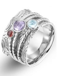 Eclat d'Argent Srebrny pierścionek z kamieniami szlachetnymi rozmiar: 54. Szare pierścionki Eclat d'Argent, z ametystem, srebrne. Za 260.99 zł.