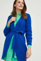 Answear Lab kardigan z wełną damski kolor niebieski lekki. Niebieskie swetry Answear Lab, m, bez wzorów, z wełny, bez ramiączek. Za 189.99 zł.