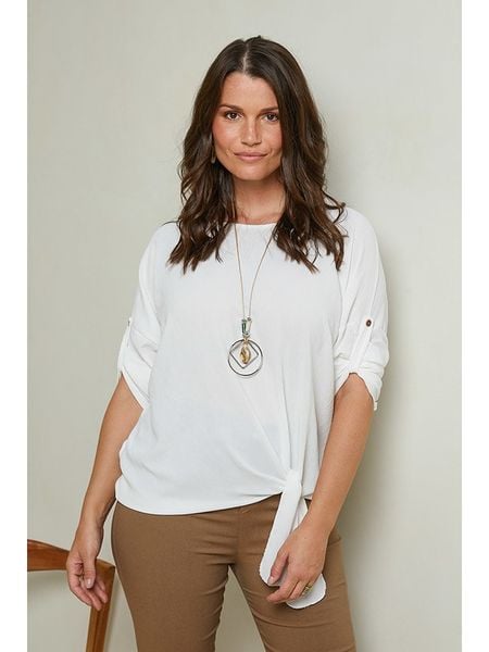 Curvy Lady Bluzka w kolorze białym rozmiar: 44/46. Białe bluzki Curvy Lady, bez wzorów, klasyczne, bez kołnierzyka, bez ramiączek. Za 83.03 zł.
