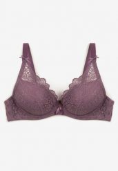 Fioletowy Biustonosz z Efektem Push Up Quinata. Fioletowe biustonosze Renee, bez wzorów. W wyprzedaży za 35.99 zł.