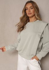 Jasnozielona Bluza z Wiskozą z Szerokimi Ramionami Alioris. Zielone bluzy Renee, bez wzorów, z jeansu, bez kaptura. W wyprzedaży za 63.99 zł.