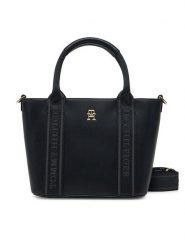 Tommy Hilfiger Torebka Th Logotape Mini Tote AW0AW17201 Czarny. Czarne torebki klasyczne Tommy Hilfiger, bez wzorów, ze skóry, bez dodatków. Za 329.99 zł.