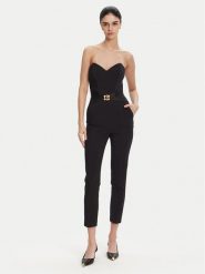 Elisabetta Franchi Kombinezon TU-039-51E2 Czarny Regular Fit. Czarne sukienki Elisabetta Franchi, bez wzorów, z syntetyku, bez kołnierzyka, bez ramiączek. Za 2,239.00 zł.
