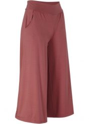 Wygodne spodnie culotte z szeroką nogawką. Zielone spodnie sportowe bonprix, bez wzorów, na fitness i siłownię. Za 94.99 zł.