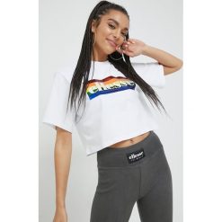 Ellesse t-shirt bawełniany Rainbow pack kolor biały. Białe t-shirty Ellesse, l, z aplikacjami, z bawełny, bez kołnierzyka, bez ramiączek. W wyprzedaży za 84.99 zł.