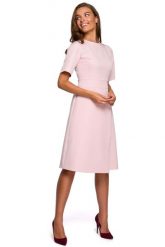 Sukienka z Kopertowym Dołem - Różowa. Czerwone sukienki MOE, l, bez wzorów, z elastanu, wizytowe, bez kołnierzyka, bez ramiączek, kopertowe. Za 254.90 zł.
