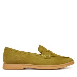 Mokasyny Marco Tozzi. Zielone mokasyny Marco Tozzi, bez wzorów. Za 159.99 zł.