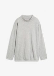 Bluza z rękawami nietoperzowymi, z mieszanki bawełny organicznej. Szare bluzy bonprix, bez wzorów, z bawełny, bez ramiączek, bez kaptura. Za 129.99 zł.