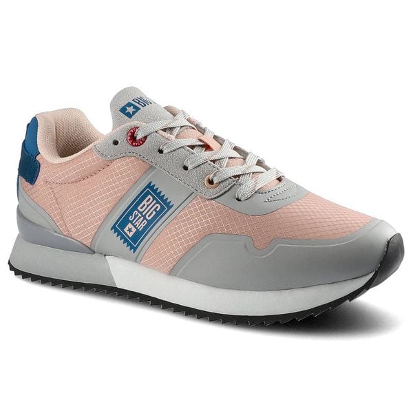 Pomarańczowe Sneakersy Big Star Damskie Półbuty. Brązowe półbuty wsuwane BIG STAR, bez wzorów, z materiału, retro, bez obcasa. Za 159.00 zł.