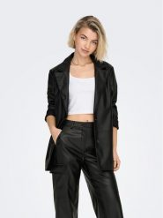 ONLY Marynarka 15298242 Czarny Loose Fit. Czarne marynarki i żakiety ONLY, l, bez wzorów, ze skóry, bez ramiączek. Za 129.99 zł.