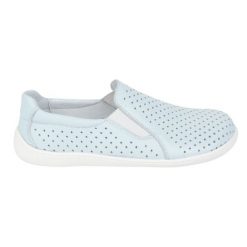 Olivier Barefoot Damskie półbuty skórzane minimalistyczne ażurowe wsuwane 1308POL błękitne niebieskie. Niebieskie półbuty wsuwane w ażurowe wzory, ze skóry, biznesowe, bez obcasa, na płaskiej podeszwie. Za 453.66 zł.