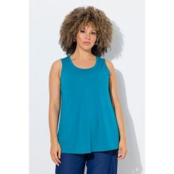 Damskie Funkcyjny top zintegrowany biustonosz okrągły dekolt bez rękawów. Niebieskie topy Ulla Popken, plus size, bez wzorów, z bawełny, bez kołnierzyka, bez ramiączek. Za 199.99 zł.