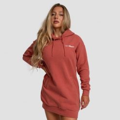 Bluza damska fitness z kapturem długa cynamonowa Limitless Longline. Brązowe bluzy GYMBEAM, s, bez wzorów, z bawełny, z kapturem, na fitness i siłownię. Za 127.90 zł.