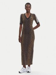 Adidas Sukienka codzienna Leopard JW2773 Brązowy Slim Fit. Brązowe sukienki adidas, na co dzień, s, bez wzorów, z bawełny, bez kołnierzyka, bez ramiączek, proste. Za 279.99 zł.