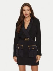 Elisabetta Franchi Sukienka koktajlowa AB-655-46E1 Czarny Regular Fit. Czarne sukienki Elisabetta Franchi, bez wzorów, z wiskozy, wizytowe, bez kołnierzyka, bez ramiączek. Za 2,409.00 zł.