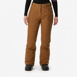 Spodnie snowboardowe damskie Dreamscape SNB 500. Brązowe spodnie narciarskie DREAMSCAPE, bez wzorów, z materiału, narciarskie. Za 449.99 zł.