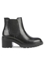 Geox Sztyblety D Damiana D16QCG 00043 C9999 Czarny. Czarne botki Geox, bez wzorów, ze skóry, bez obcasa, na słupku, bez zapięcia. Za 549.99 zł.