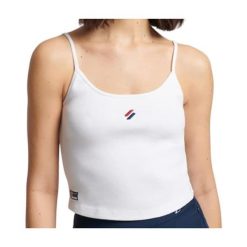 Koszulka turystyczna damska SuperDry Code Essential Strappy Tank Top. Białe topy Superdry, s, bez wzorów, z bawełny. Za 91.00 zł.