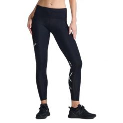 Legginsy kompresyjne, średni wysoki stan, damskie 2XU Aero. Czarne legginsy 2XU, bez wzorów, z dzianiny, sportowe. Za 611.00 zł.