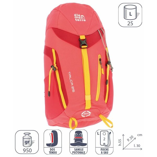 Plecak Elementerre talca 25 l. Czerwone plecaki Elementerre, bez wzorów, na ramię, bez dodatków. Za 317.00 zł.
