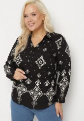 Czarna Koszula z Wiskozy w Etniczny Wzór Avinetia. Czarne koszule Born2be, xl, bez wzorów, z jeansu, klasyczne, bez kołnierzyka, bez ramiączek. W wyprzedaży za 38.24 zł.