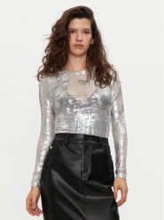 Noisy May Bluzka Lucia 27032152 Srebrny Slim Fit. Szare bluzki Noisy May, s, bez wzorów, z syntetyku, bez kołnierzyka, bez ramiączek. Za 69.99 zł.