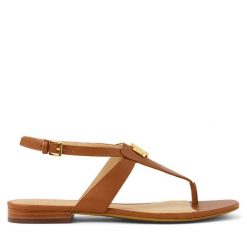 Sandały LAUREN RALPH LAUREN. Brązowe sandały Lauren Ralph Lauren, bez wzorów, bez obcasa, na płaskiej podeszwie, bez zapięcia. Za 629.99 zł.