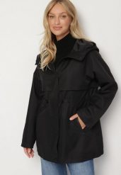 Czarna Klasyczna Kurtka Parka z Kapturem i Ściągaczem w Pasie Cinelle. Czarne kurtki Born2be, l, bez wzorów, z jeansu, klasyczne, z kapturem. Za 189.99 zł.