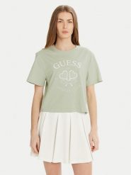Guess T-Shirt V5GI04 I3Z14 Zielony Regular Fit. Zielone t-shirty Guess, xs, z aplikacjami, z bawełny, bez kołnierzyka, bez ramiączek. Za 119.99 zł.