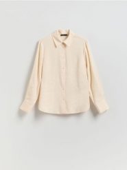 Koszula z modalem - złamana biel. Koszule Reserved, l, bez wzorów, z tkaniny, bez kołnierzyka, bez ramiączek. Za 119.99 zł.