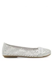 Rieker Baleriny 41430-90 Srebrny. Szare baleriny Rieker, bez wzorów, ze skóry, bez obcasa, bez zapięcia. Za 219.99 zł.