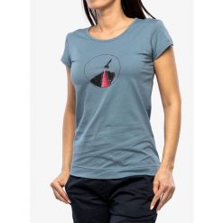 Koszulka bawełniana damska Ocun Classic T Organic Rainbow Rocket. Niebieskie t-shirty sportowe Ocun, bez wzorów, z bawełny, bez ramiączek. Za 143.99 zł.