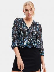 Desigual Bluzka 23WWBW06 Czarny Regular Fit. Czarne bluzki Desigual, l, bez wzorów, z syntetyku, bez kołnierzyka, bez ramiączek. Za 219.99 zł.