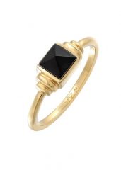 Elli PREMIUM Damski kwadratowy vintage z onyksem w pozłacanym srebrze próby 925 Sterling Silver Pierścionki 1 ct. Szare pierścionki Elli PREMIUM, z onyksem, pozłacane. Za 328.99 zł.