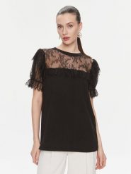 TWINSET Bluzka 241TP2217 Czarny Regular Fit. Czarne bluzki Twinset, xs, bez wzorów, z bawełny, bez kołnierzyka, bez ramiączek. Za 619.99 zł.