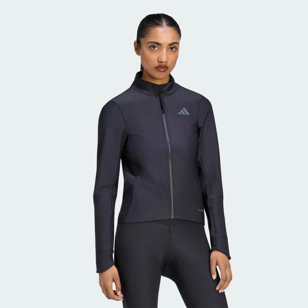 ZIMOWA KURTKA DO JAZDY NA ROWERZE CLIMAWARM. Czarne kurtki adidas, na zimę, m, bez wzorów, z dzianiny, eleganckie, bez kaptura. Za 799.00 zł.