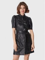 DKNY Sukienka z imitacji skóry DD1G4074 Czarny Regular Fit. Czarne sukienki DKNY, bez wzorów, ze skóry, bez kołnierzyka, bez ramiączek. Za 369.99 zł.