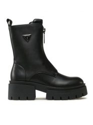 Guess Botki FL8ILA ELE10 Czarny. Czarne botki Guess, z aplikacjami, ze skóry, bez obcasa, na płaskiej podeszwie, bez zapięcia. Za 749.99 zł.