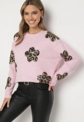 Różowy Sweter z Kwiatowymi Naszywkami i Cekinami Ciadora. Czerwone swetry Born2be, z aplikacjami, z jeansu, eleganckie, bez ramiączek. W wyprzedaży za 144.49 zł.