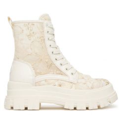 Trapery Buffalo. Białe traperki Buffalo, bez wzorów, bez obcasa, bez zapięcia. Za 599.99 zł.