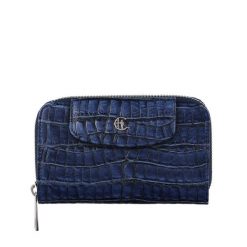 Damski portfel skórzany Canaletto – granatowy croco z RFID | Elegancja i bezpieczeństwo PD1445s285 RFID. Niebieskie portfele bez wzorów, ze skóry. Za 180.50 zł.