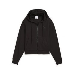 Damska wygodna bluza z kapturem HER na zamek o skróconym kroju PUMA. Czarne bluzy Puma, bez wzorów, sportowe, bez ramiączek, z kapturem. Za 186.99 zł.