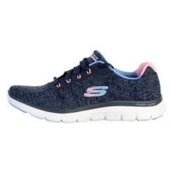 Buty treningowe damskie Skechers Flex Appeal 40 Fresh. Niebieskie buty treningowe Skechers, bez wzorów, z materiału, bez zapięcia. Za 365.99 zł.