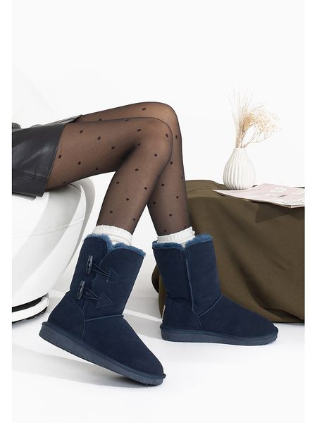 Gooce Skórzane kozaki zimowe "Hubbard" w kolorze granatowym rozmiar: 38. Niebieskie kozaki Gooce, na zimę, bez wzorów, ze skóry, eleganckie, bez obcasa, bez zapięcia. Za 211.31 zł.