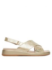 Caprice Sandały 9-28208-44 Złoty. Żółte sandały Caprice, bez wzorów, ze skóry, bez obcasa, na płaskiej podeszwie, bez zapięcia. Za 234.99 zł.