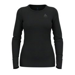 Koszulka damska Odlo BL TOP crew neck l/s MERINO 200. Czarne bielizna termoaktywna damska ODLO, bez wzorów, bez ramiączek. Za 350.99 zł.