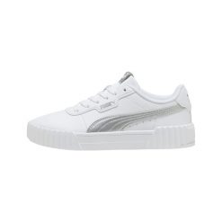 Klasyczne buty sportowe dla kobiet Puma. Białe buty treningowe Puma, bez wzorów, z materiału, bez zapięcia, trekkingowe. Za 266.00 zł.