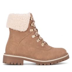Botki JENNY. Brązowe botki Jenny, bez wzorów, bez obcasa, na płaskiej podeszwie, bez zapięcia. Za 179.99 zł.