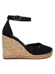 Tommy Hilfiger Espadryle Flag High Wedge Espad Closed Toe FW0FW09225 Czarny. Czarne espadryle Tommy Hilfiger, bez wzorów, z materiału, bez obcasa. Za 409.99 zł.